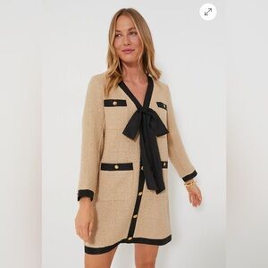 Pomander Place Coco Tweed Bow Dress in Tan (from Tuckernuck) NWT